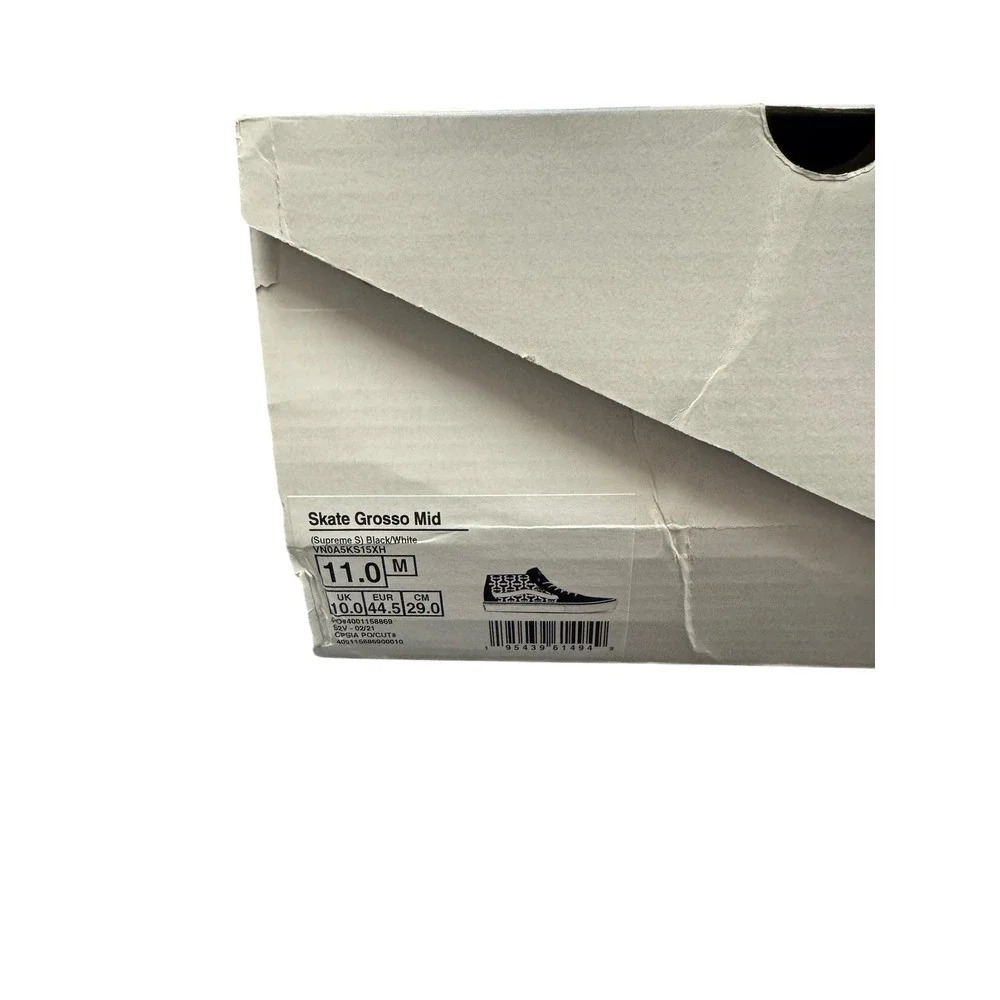 Vans Skate Grosso Mid Supreme Mens 11 Black White New S Logo VN0A5KS15XH